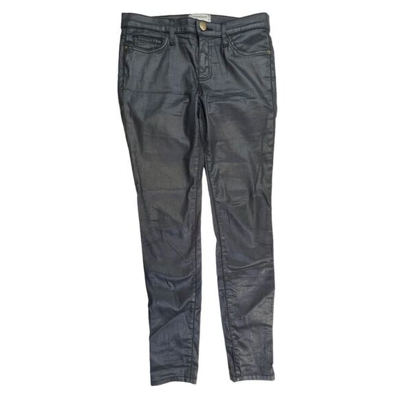Current/Elliot Jeans Womens Mid Rise The Ankle Skinny Pants Black Coated Size 28 - Picture 1 of 8